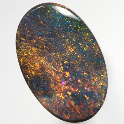 SOLID BLACK OPAL Gemmy red multicolour, Pinfire pattern SEE VIDEO